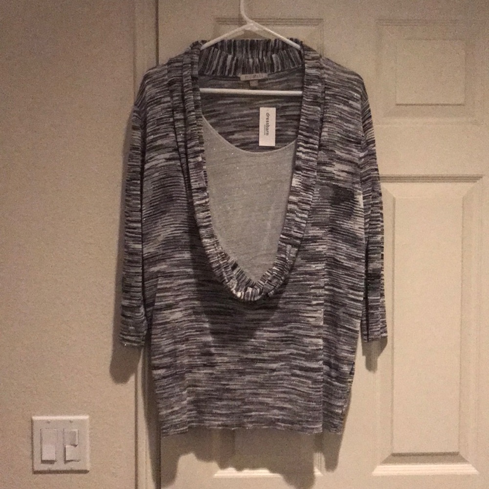 Roz & Ali 1x, shimmery layered look shirt
